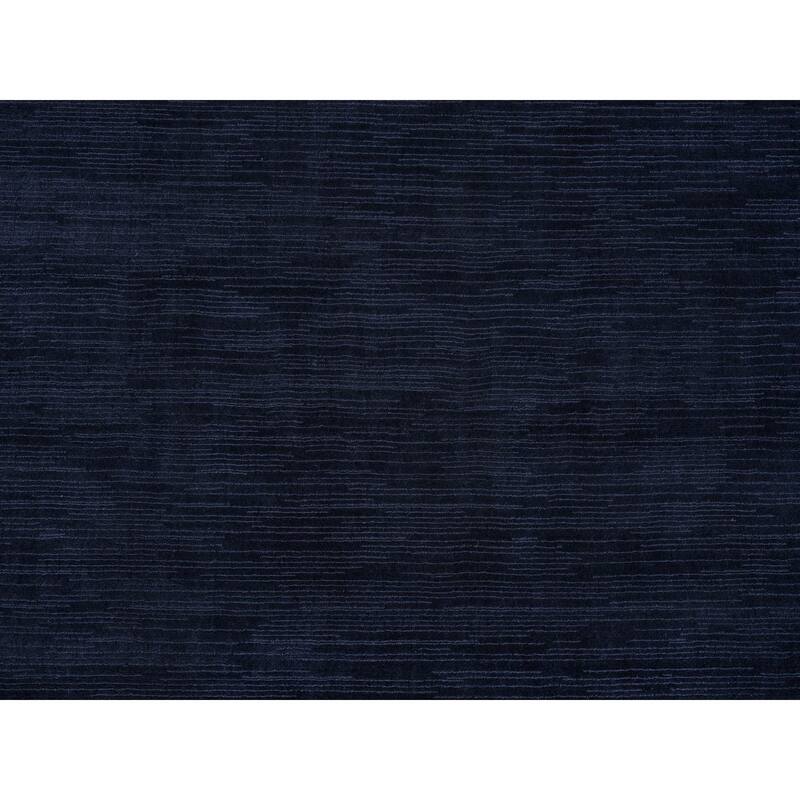 Shahbanu Rugs Oxford Blue, Plain, Wool and Plant Based Silk, Thick and